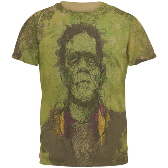 Halloween Frankenstein Raver Horror Movie Monster Mens T Shirt
