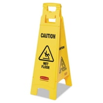 Rubbermaid Caution Wet Floor Floor Sign, 4-sided, Plastic, 12 X 16 X 38, Yellow