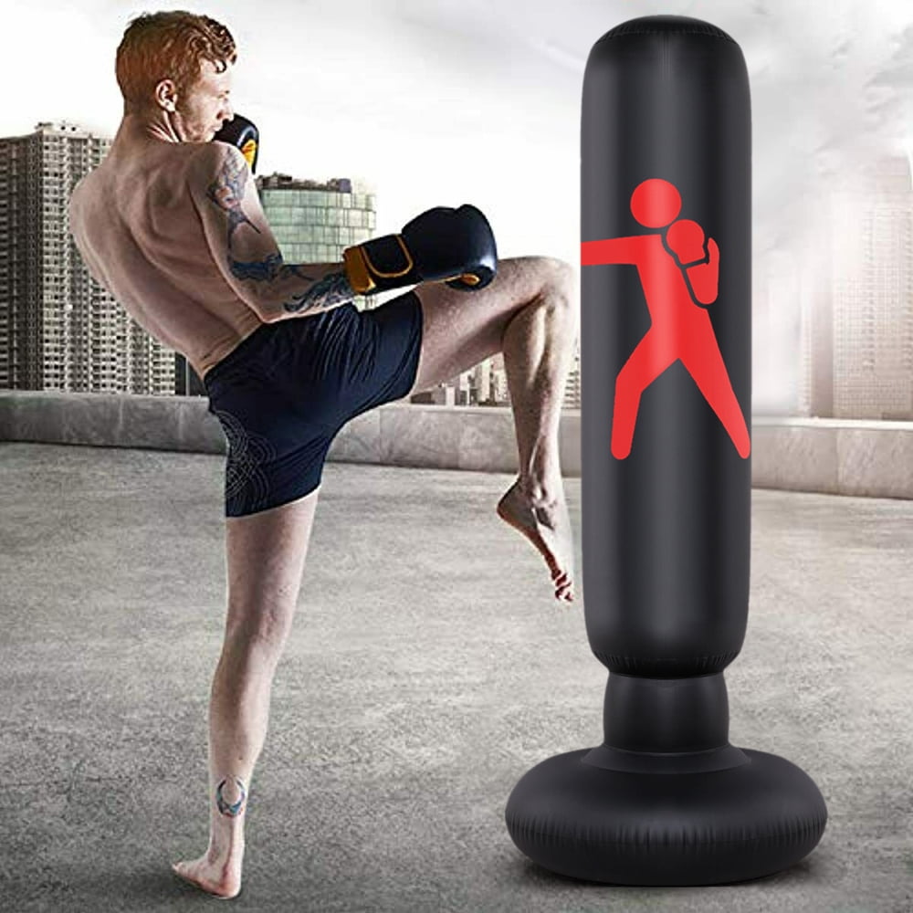 Sandbag Boxing Punching Bag and Gloves Freestanding Fitness Strength Train MMA 