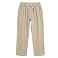 thumbnail image 6 of Guluxicc Men's Linen Pants with Multi Pocket Loose Drawstring Elastic Waist Full Straight Leg Trousers for Everyday Summer Fall, 6 of 6
