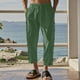 thumbnail image 1 of Pantalones largos para hombre, informales, de vacaciones, con bolsillo, cordón, color liso, cintura elástica, pantalones cortos para hombre, 1 of 4