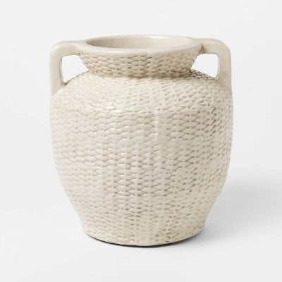 Woven Texture Ceramic Vase Cream