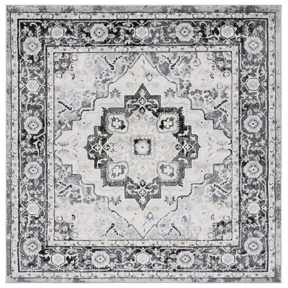 SAFAVIEH Brentwood Emalee Oriental Area Rug, Black/Ivory, 6'7" x 6'7" Square