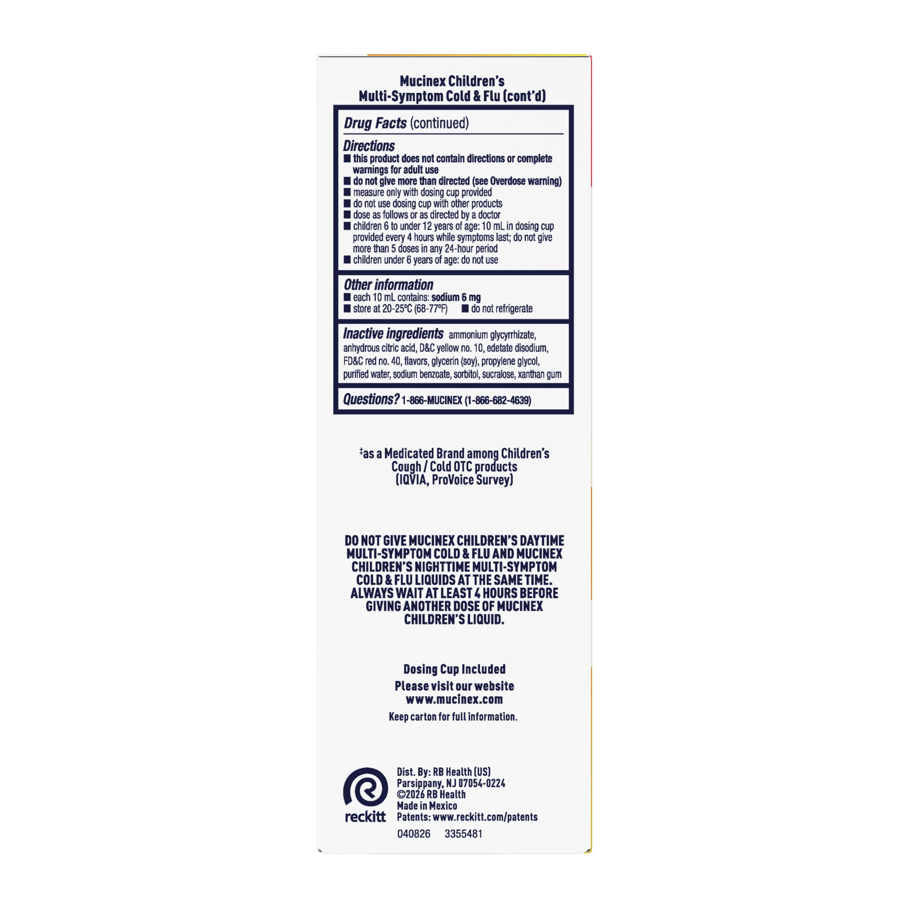 Mucinex Children's Daytime Multi-Symptom Cold & Flu and Nighttime Multi-Symptom Cold & Flu Medicine, 2 x 4 fl oz