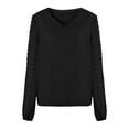 thumbnail image 5 of Gerichy Women Chiffon Blouse Swiss Dot Tops V Neck Long Sleeve Casual Pom Pom Work Shirts Hoodies for Women Long Sleeve Shirts for Women, 5 of 5