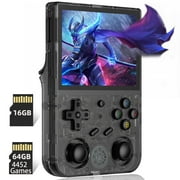 Retro Handheld Game Linux System RG3566 3.5 inch IPS Screen,RG353VS with 64G TF Card Pre-Installed 4452 Games Supports 5G WiFi 4.2 Bluetooth Online Fighting,Streaming and HDMI 353VS Black