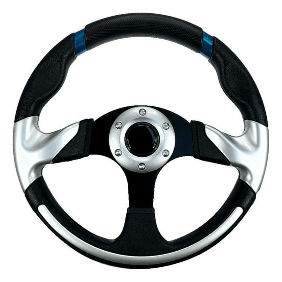 Pactrade Marine Boat Pontoon Non- Magnetic Steering Wheel Aluminum Frame Polyurethane (PU) Sleeves 3 Spokes 12-1/2" Diameter Aluminum Hub with 3/4" Tapered Bore (Black)