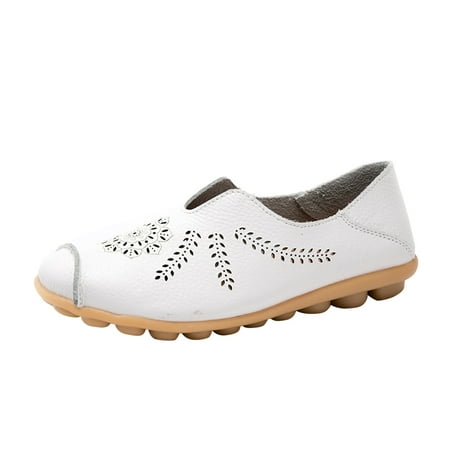 

Fesfesfes Woman Shoes Almond Toe Comfortable Synthetic Hollow Printed Flat Casual Loafers Lightweight Shoes 40(8.5)