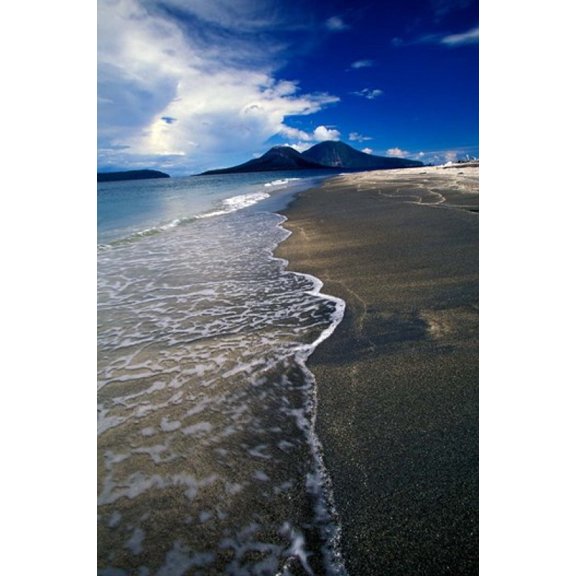Asia Indonesia Krakatau Volcano Beach scene Canvas Art - Gavriel Jecan  DanitaDelimont (18 x 27)