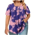 thumbnail image 2 of Xdegoge Womens Blouses Short Sleeve Plus Size Tops Fashion Printed Crew Neck Oversized T Shirt Loose Fit Tunic Summer Tops Casual Boho Tees Ropa Mujer Women Tshirts Under $10 Past Purchases, 2 of 6