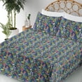 thumbnail image 3 of Ambesonne Jungle Boho Fitted & Flat Sheet with Shams 4 Pcs Set, Cottagecore Leaves Art, Queen, Pale Green Rose Coral, 3 of 5