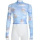 thumbnail image 2 of Guardurnaity Camiseta transparente de manga larga con perspectiva corta de malla con estampado de ángel para mujer Prendas para la parte del cuerpo azul L, 2 of 6