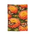 thumbnail image 2 of Floral Throw Blanket with Butterfly Design, Orange Dahlia Flower Pattern, Soft Decorative Blanket for Couch Sofa Bed Home Decor 80x60, 2 of 6