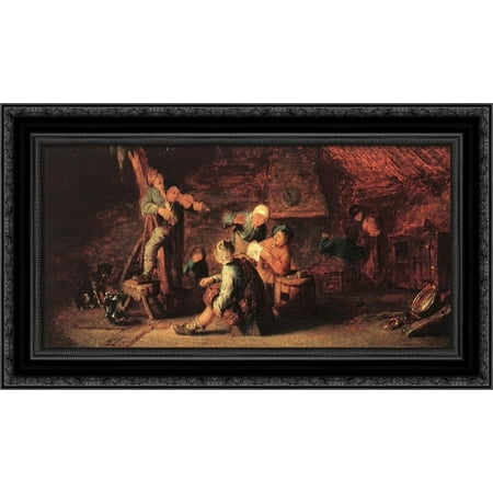 Village Feast 24x16 Black Ornate Wood Framed Canvas Art by Ostade, Adriaen van