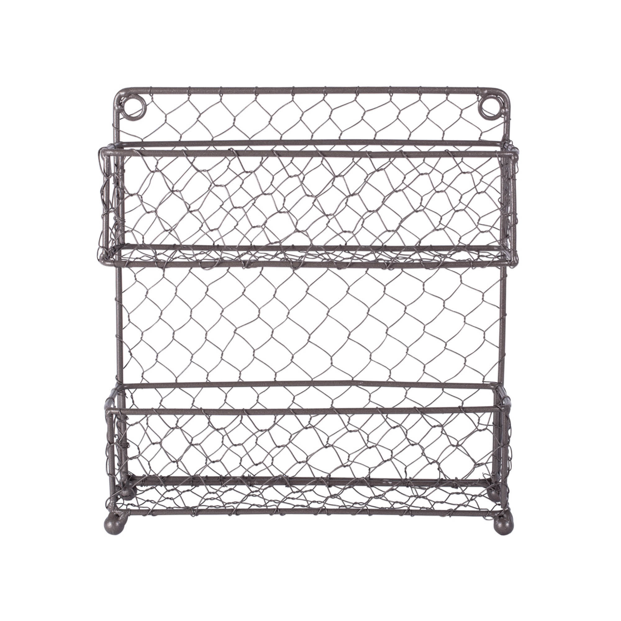 Home Traditions Z01926 Farmhouse Vintage White Metal Chicken Wire Spice Rack Org 