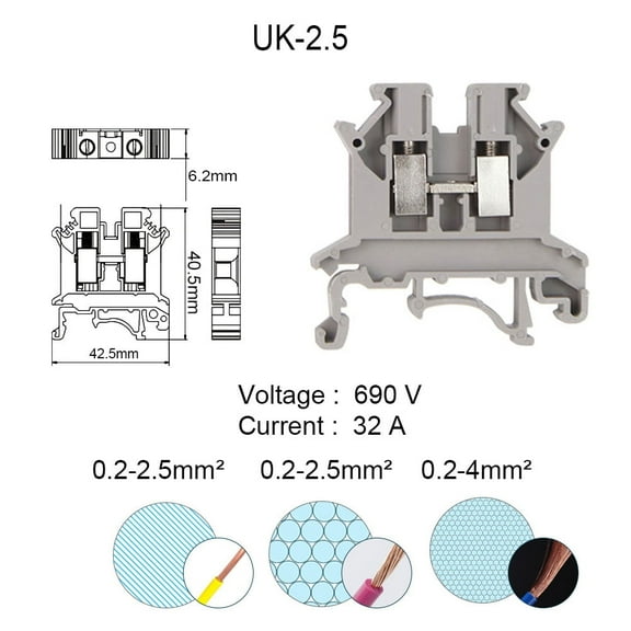 10PCS Wire Electrical Conector Terminal Connector Screw Cable Din Rail Terminal Blocks Strip Power Distribution Block Terminator