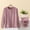 Pink, variant on Women's Flannel Lounge Pajamas Sets Casual Long Sleeve Fleece Pullover and Pants Set 2 Piece Fluffy Loungewear Sleepwear