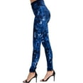 thumbnail image 4 of Pantalones capri ajustados, elásticos, transpirables y que realzan la cadera, con estampado de hojas, de mezclilla de imitación, 4 of 6