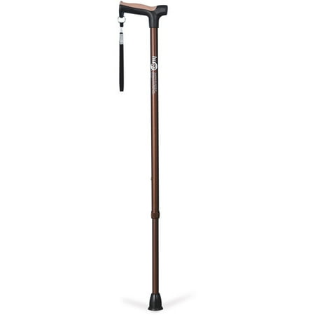 Hugo Adjustable Derby Handle Cane with Reflective Strap, Cocoa