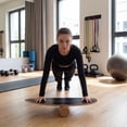 thumbnail image 2 of Gymax Balance Board Trainer Wooden Balancing Board w/Cork Roller & Storage Rack Black & Natural, 2 of 10