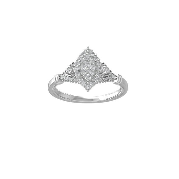 ARAIYA FINE JEWELRY 14K White Gold Diamond Composite Cluster Engagement Ring (1/2 cttw, I-J Color, I2-I3 Clarity) Size 8