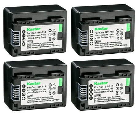 Kastar 4-Pack BP-718 BP718 Battery 3.7V 1900mAh Replacement for Canon LEGRIA HF M52 HFM52 LEGRIA HF M56 HFM56 LEGRIA HF M66 HFM66 LEGRIA HF M68 HFM68 LEGRIA HF M76 HFM76 Camera