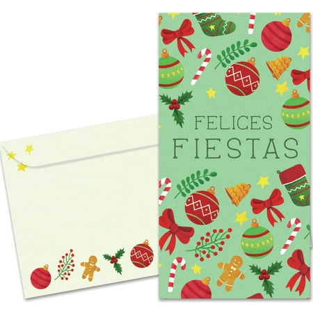 Tree-Free Greetings Christmas Money Holder Greeting Card 12 Pack, 3.7 x 7, Fiestas Pattern (ZP70302)