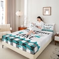 thumbnail image 4 of Homewish Retro Paddle Full Size Sheets 4-Piece for Female Men Adults,Geometric Plaid Breathable Bed Sheets,Lake House Lightweight Sheet Sets,Super Cozy Room Decor, 4 of 7