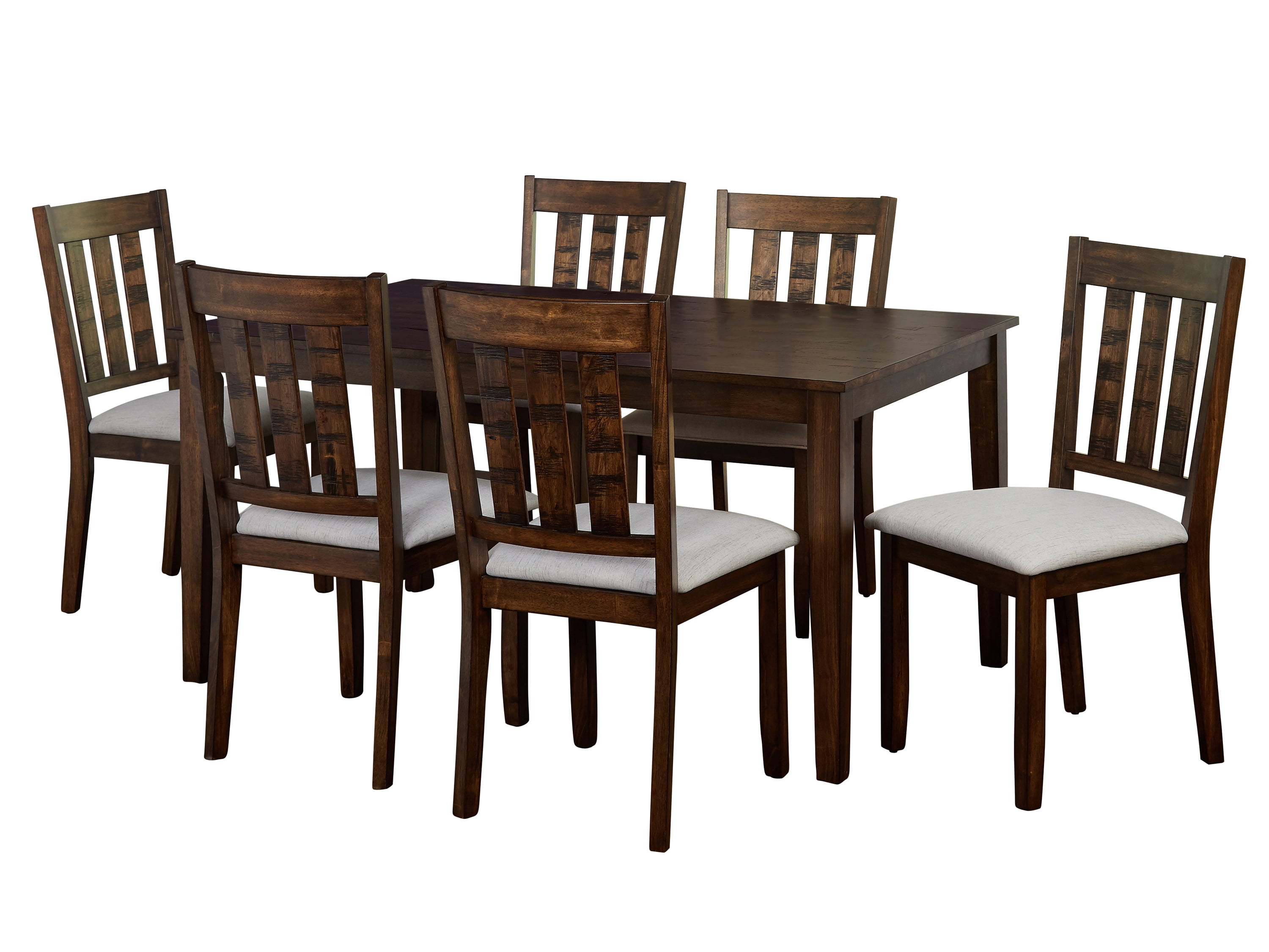 TMS Woodward 7-Piece Indoor Dining Set, Includes Table and Chairs, Brown/Gray