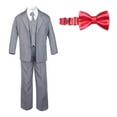 thumbnail image 2 of 6pc Baby Toddler Boy Teen Formal Party Suit w/ Satin Bow tie Medium Gray Sm-20, 2 of 4
