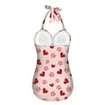 thumbnail image 2 of FKELYI Pink love Heart Dog Paw Print Halter Swimwear One Piece Swimsuit with Soft Pad for Women Tummy Control Bathing Suits Summer Monokini for Ladies Beach Swimming, M, 2 of 6