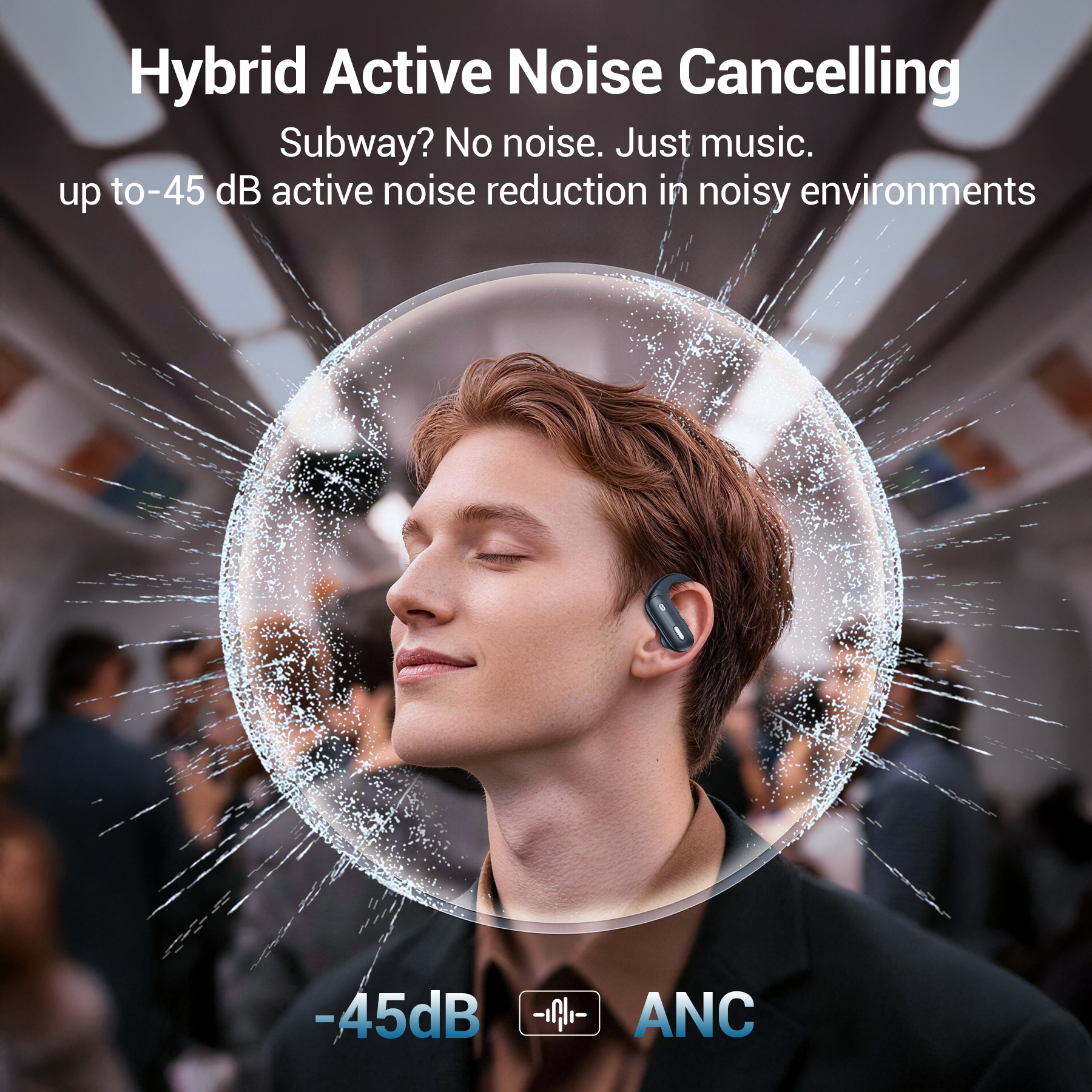 Veatool Active Noise Cancelling Earbuds, 60H Battery, Black photo 5