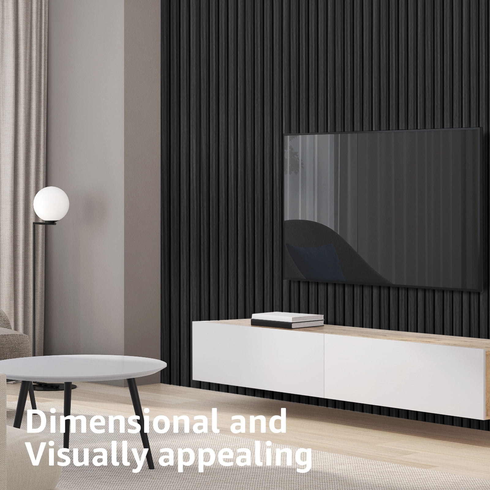Art3d Slat Wall Panels, WPC Soundproof 3D Wall Paneling, 8-Pack 96 x 6 in. Matte Black