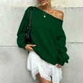 thumbnail image 5 of Women's Plus Size Oversized Off-Shoulder Long Sleeve Sweatshirt, No Hood Trendy Loose Fit Tops for Fall Winter Casual Wear, Daily Use, and Outdoor Activities Green L, 5 of 9