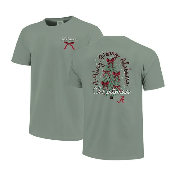Women's Light Green Alabama Crimson Tide Christmas Tree Comfort Colors T-Shirt