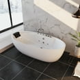 thumbnail image 4 of 67-in L x 31.5-in W White Acrylic Center Drain Freestanding Whirlpool Tub with Faucet - Handshower - Headrest - 7 Water Jets, 4 of 17