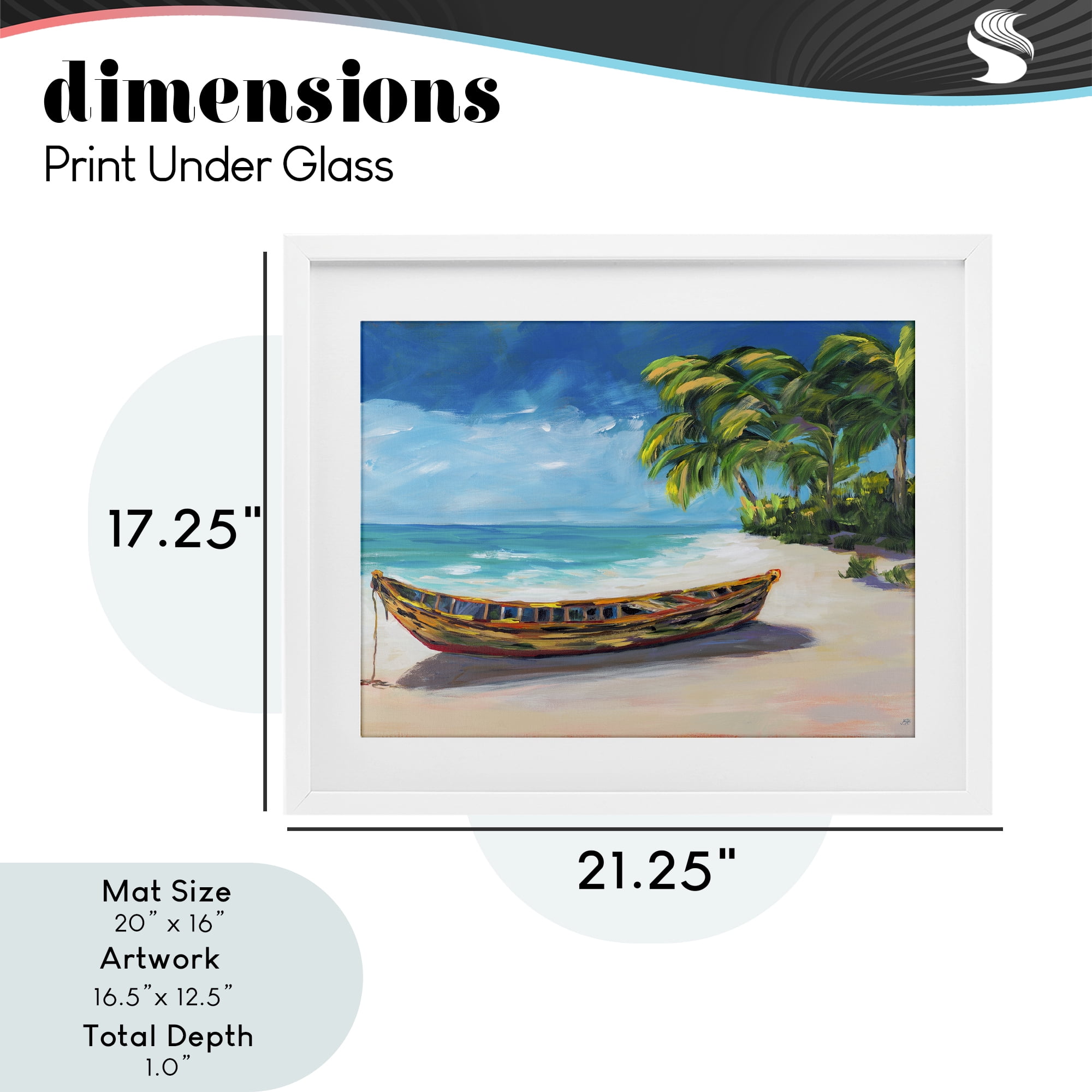 Stupell Industries Boat on Lost Island White Framed Print Under Glass, design by Julie DeRice