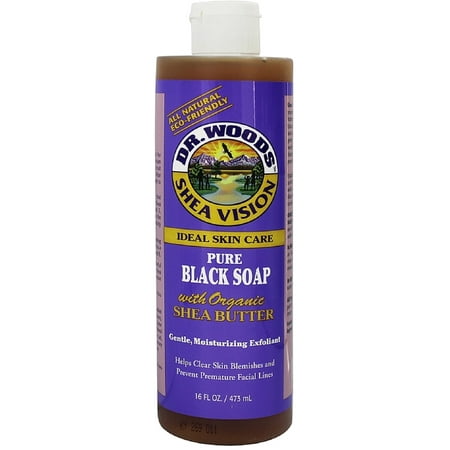 Dr. Woods Shea Vision Ideal Skin Care Pure Black Soap with Organic Shea Butter 16 oz (Pack of
