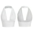 thumbnail image 2 of Women'S Backless Crop Halter Pullover Summer Deep V Neck Sleeveless Vest Ivory White S, 2 of 8