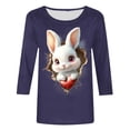 thumbnail image 4 of Xuyuer Ladies' Easter Print Round Neck Three Quarter Sleeve 3/4 Sleeve T-shirt Loose Tops Casual Loose Fit Crewneck T Shirts Tunic Tops, 4 of 5