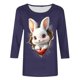 thumbnail image 4 of Xuyuer Ladies' Easter Print Round Neck Three Quarter Sleeve 3/4 Sleeve T-shirt Loose Tops Casual Loose Fit Crewneck T Shirts Tunic Tops, 4 of 5