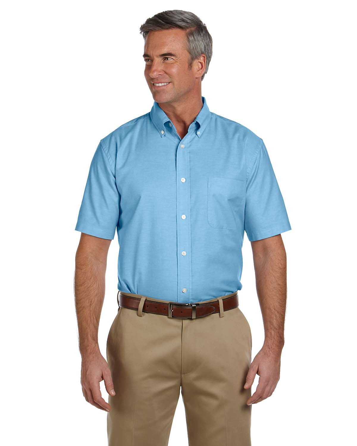 Harriton Men's Short-Sleeve Oxford with Stain-Release