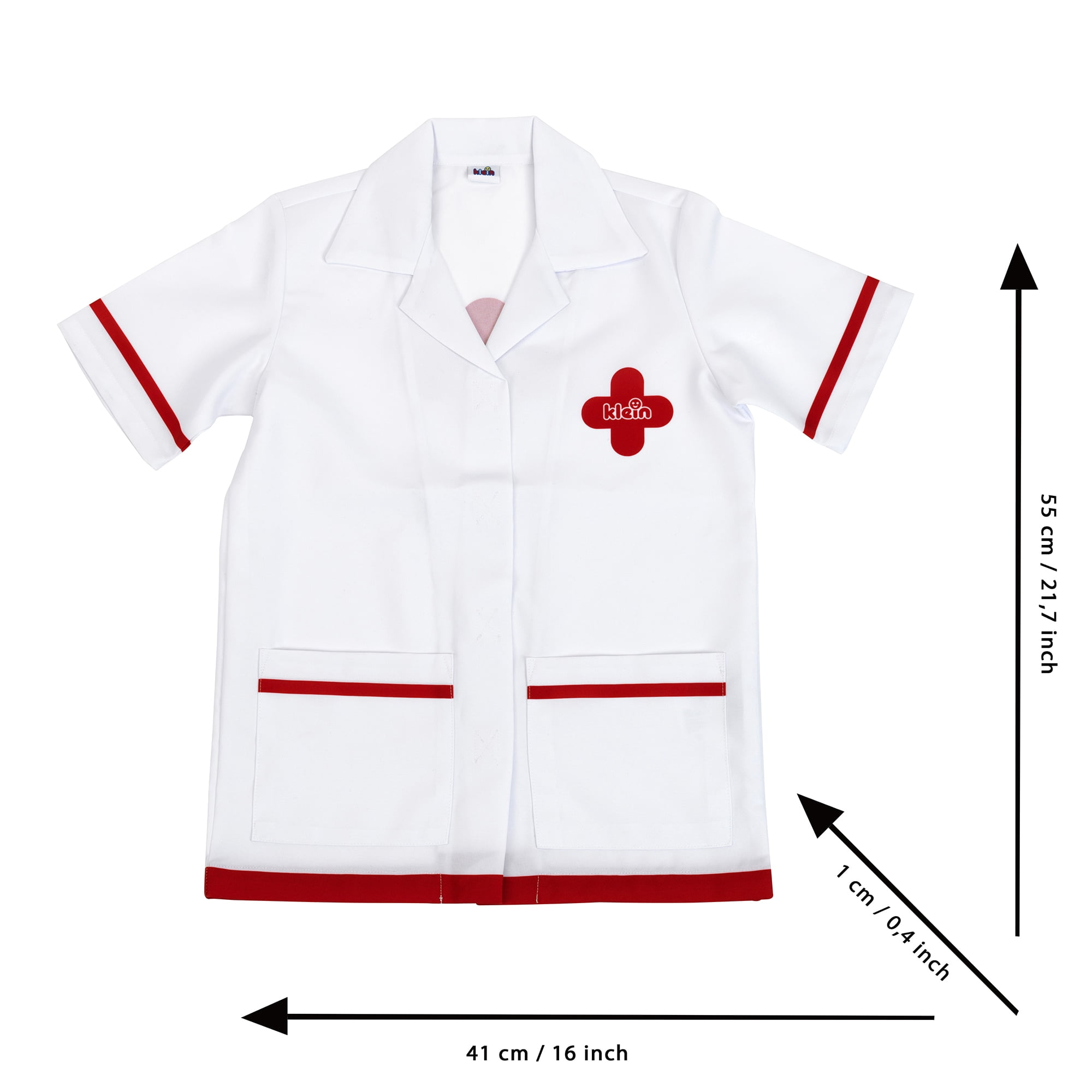 Klein: PRO Doctor Costume - White & Red - 6pc Set, Dress Up Outfit,Toy Accessories, Stethoscope-Syringe-Thermometer-Blood Pressure Meter, Kids Age 3+