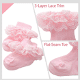thumbnail image 3 of Baby Girls Lace Socks with Ruffle,Cotton Ankle Frilly Dress Socks for Newborn Infant Toddler Kids, Eyelet Double Lace Turn Cuff Spring Summer Thin Socks, 3 of 5