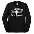 thumbnail image 2 of My Lifeguard Walks on Water Jesus Christ Bible | Mens Inspirational/Christian Long Sleeve T-Shirt, Black, Small, 2 of 3