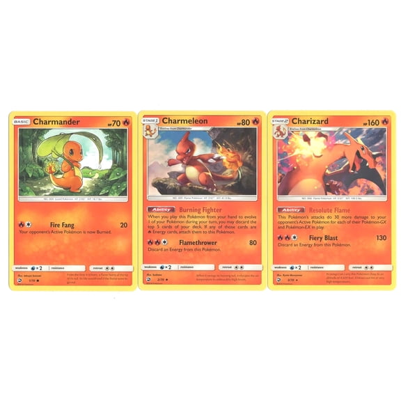 Collectible Charizard 3/70 - Dragon Majesty Pokemon 3 Card Lot - Charmander & Charmeleon