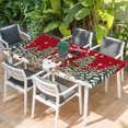 thumbnail image 2 of Red Christmas Snowman Table Cloths for 3 Foot Rectangle Tables, Xmas Tree Snowflake Botanical Patio Waterproof Elastic Fitted Tablecloths, Washable Rectangular Table Cover for Camping, 2 of 8