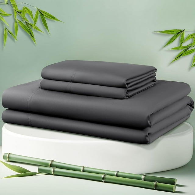 Rayon Derived from Bamboo Sheets Queen Set Cooling Sheets Piece Sheet Set Thread Count Sheet Deep Pocket Sheet Set Up to Super Soft Silky Smooth (Queen )
