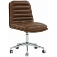 thumbnail image 4 of SAFAVIEH Couture Decolin Vegan Leather Mid Back Swivel Desk Chair, Brown/Silver, 4 of 7
