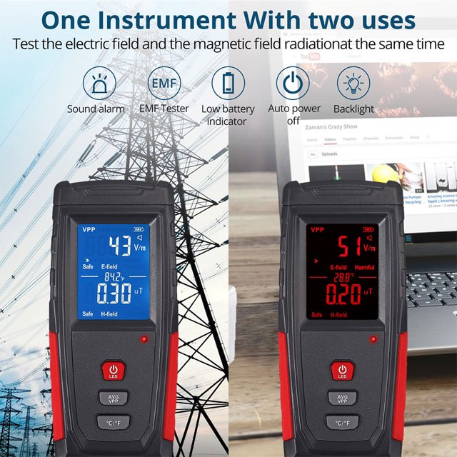 Ruiboury EMF Detector Clear EMF Digital Display For Testing Levels Radiation For Magnetic Radiation Detector Black and red-WT3121 5Set